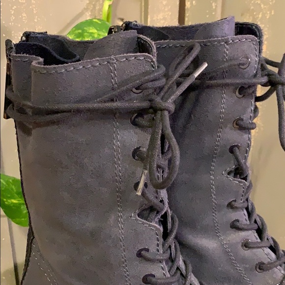 Aldo indigo blue suede lace up and zip up boots - Picture 4 of 9